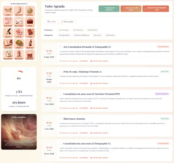 Tableau de bord et application de suivi de grossesse MamaLife